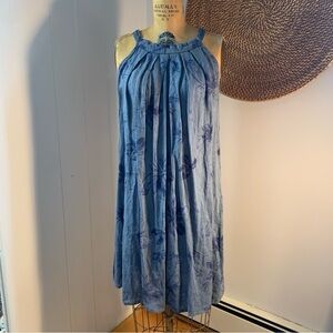 Bellambra Blue Floral Midi Dress - Lightweight Summer Italian linen Sundress